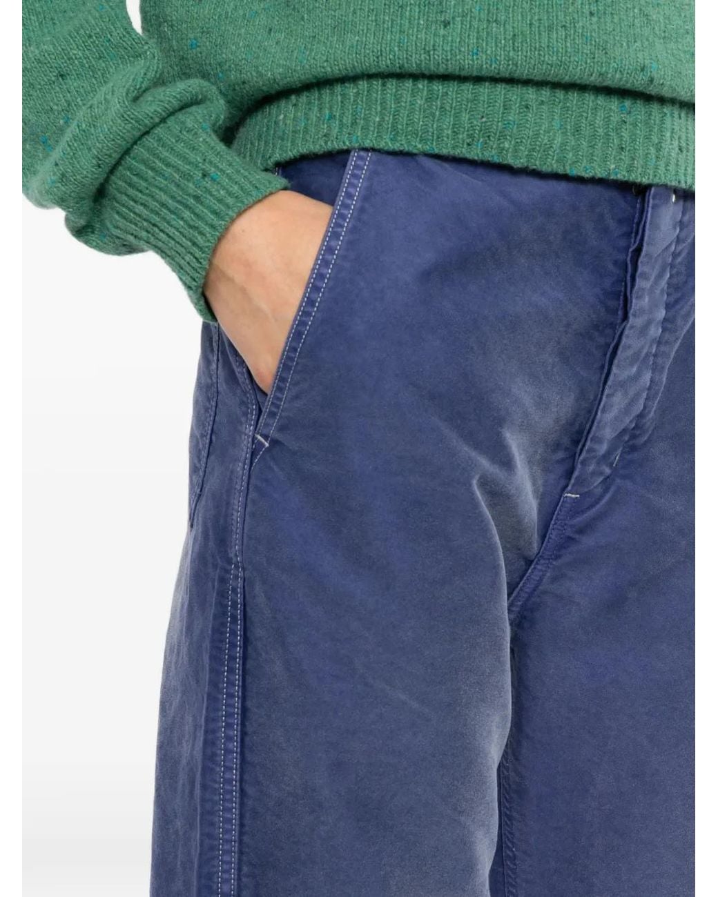 Auralee Blue Faded-Wash Wide-Leg Jeans