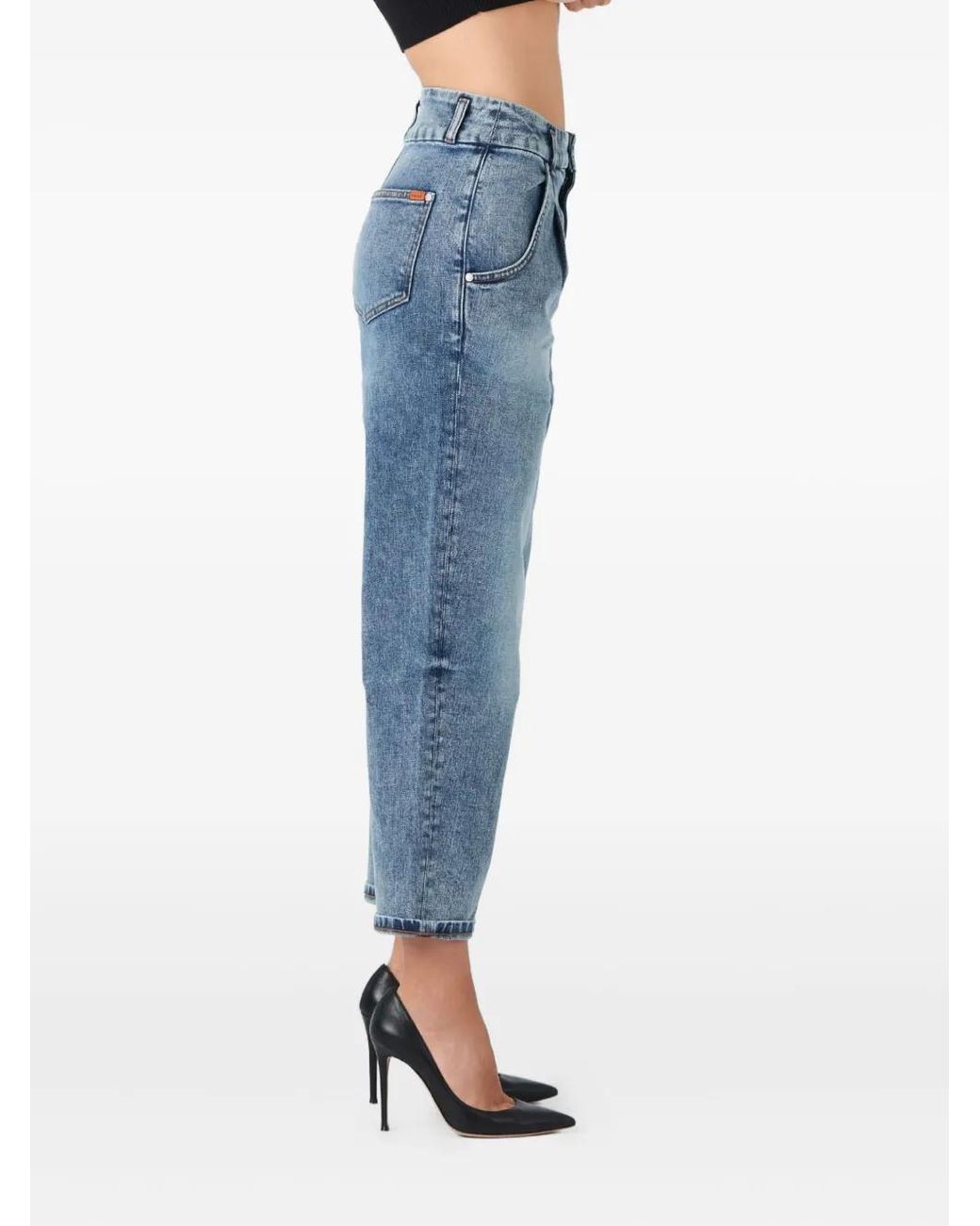 No44 Blue Pleated Jeans