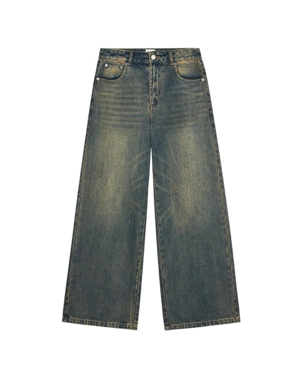 B+ AB Gerafelde Jeans in het Green