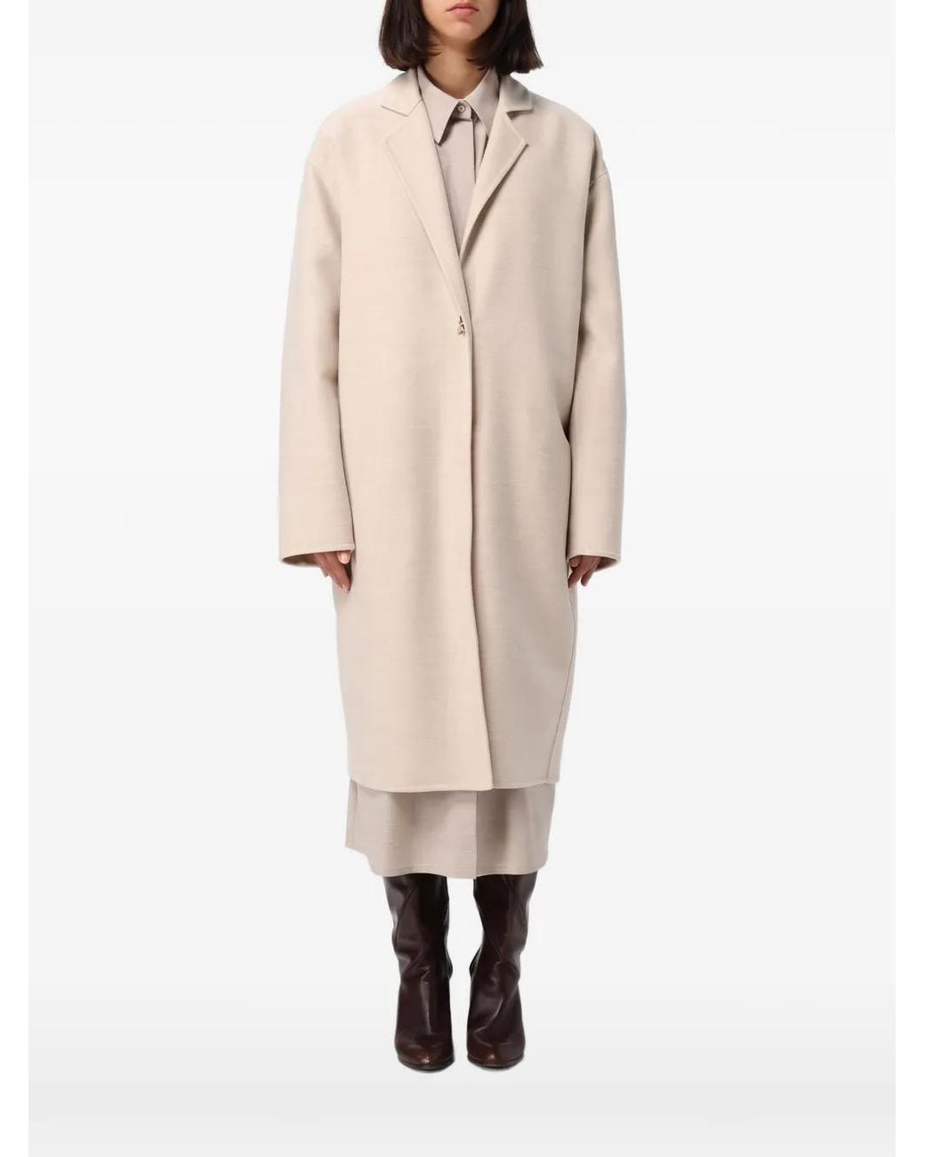 Fabiana Filippi Natural Notched-Lapels Single-Breasted Coat