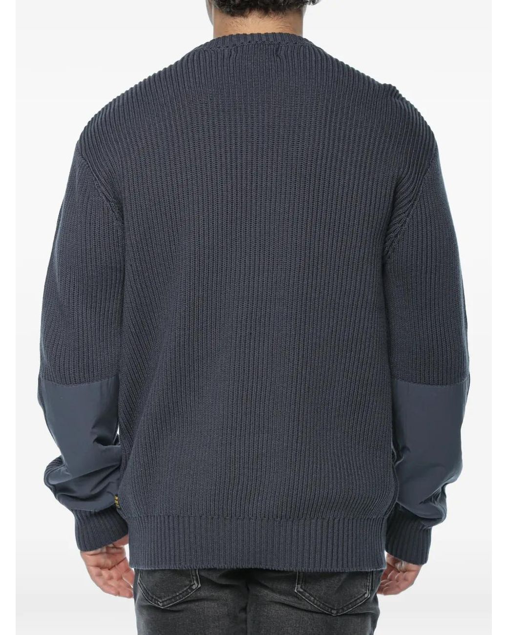 G-Star Blue Woven-Mix Panelled Sweater for men