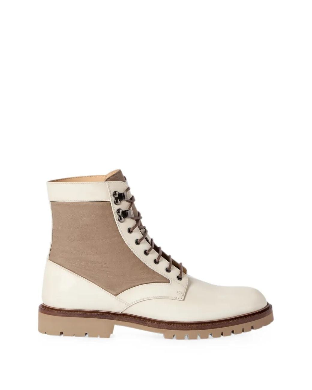 Brunello Cucinelli Natural Polished Calfskin And Techno Cotton Boots for men