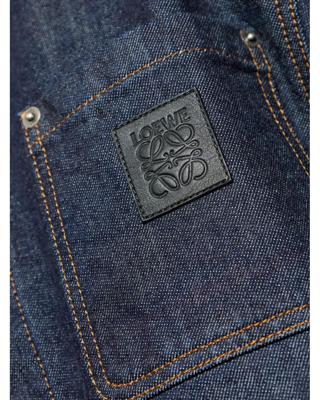 Loewe Blue Denim Jacket With Logo Patch for men