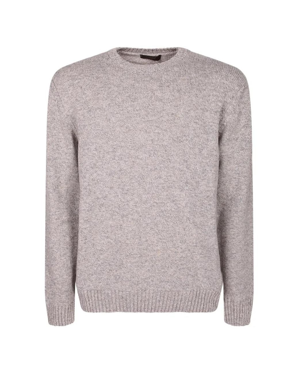 Zanone Gray Crew-Neck Ribbed-Trim Sweater for men