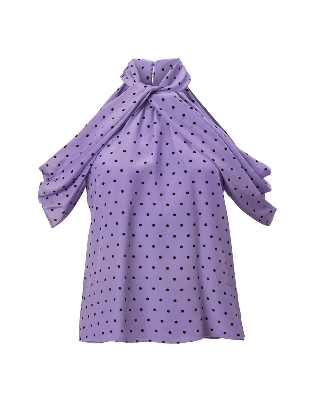 Carolina Herrera Purple Polka-Dot Halterneck Blouse