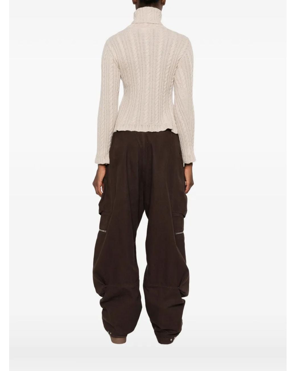 Moncler Natural Cable-Knit Roll-Neck Sweater