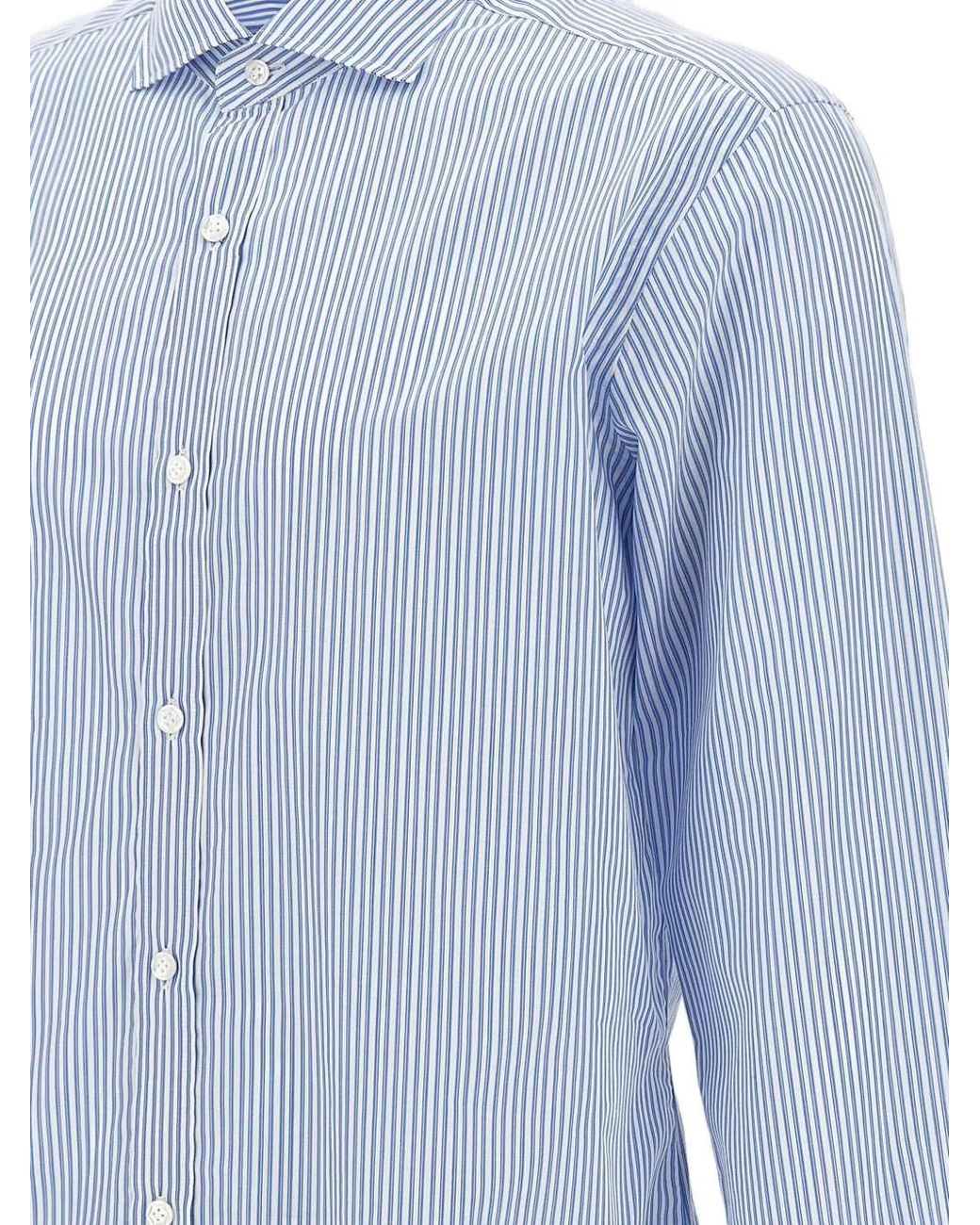 Barba Napoli Blue Striped Shirt for men