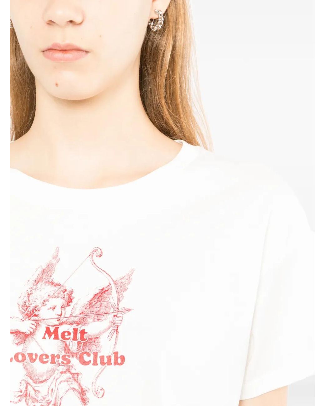 Melt White T-Shirt Crop À Imprimé Graphique