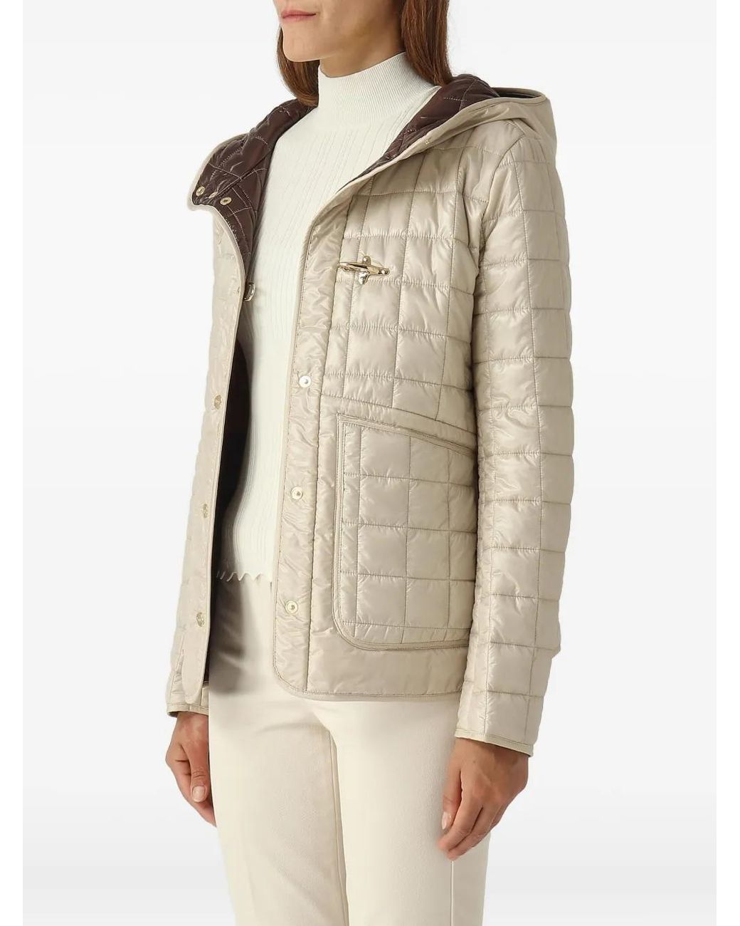 Fay Natural Veste Matelassée À Capuche