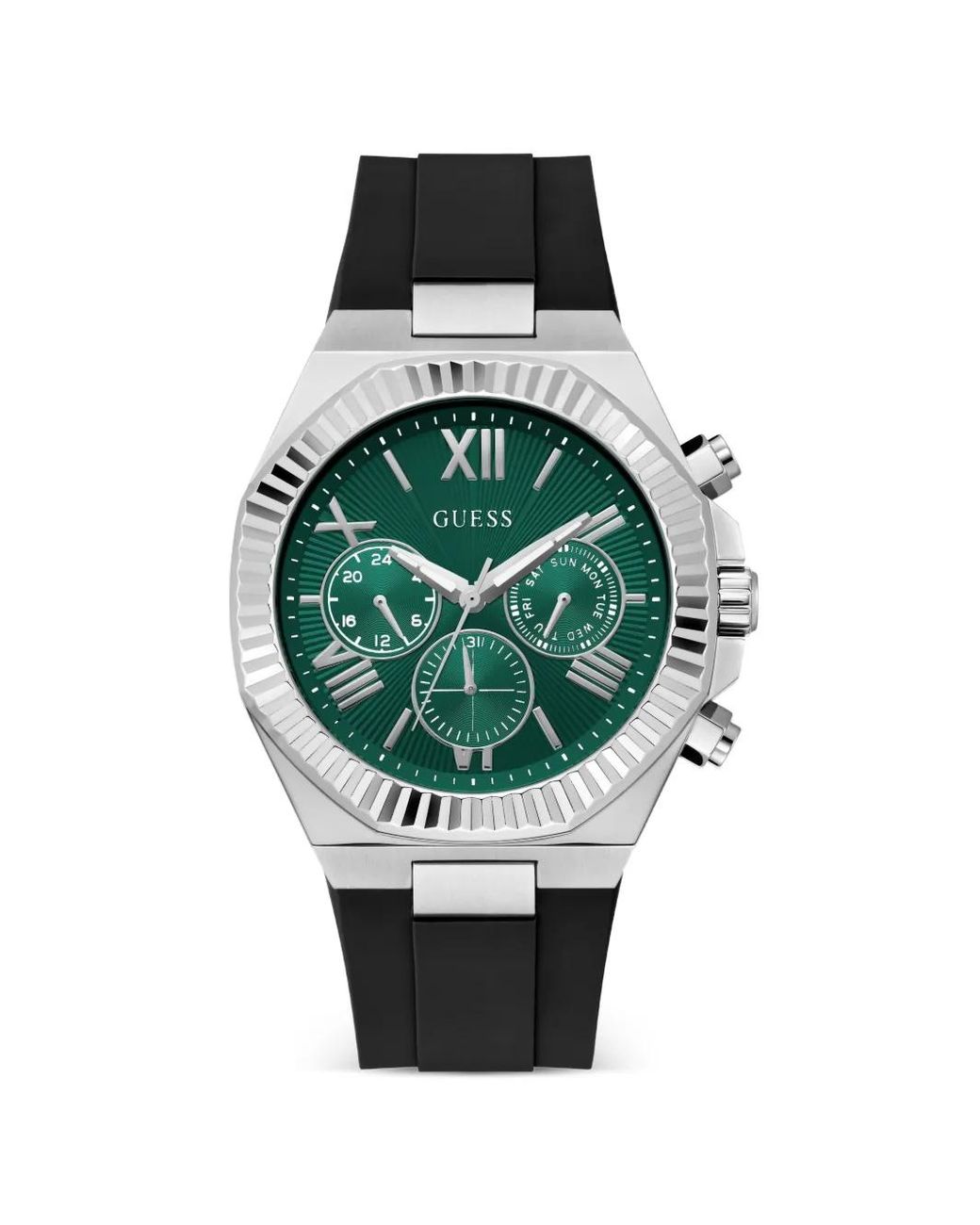 Orologio Analogico Equity Nero E Color Argento di Guess in Green da Uomo