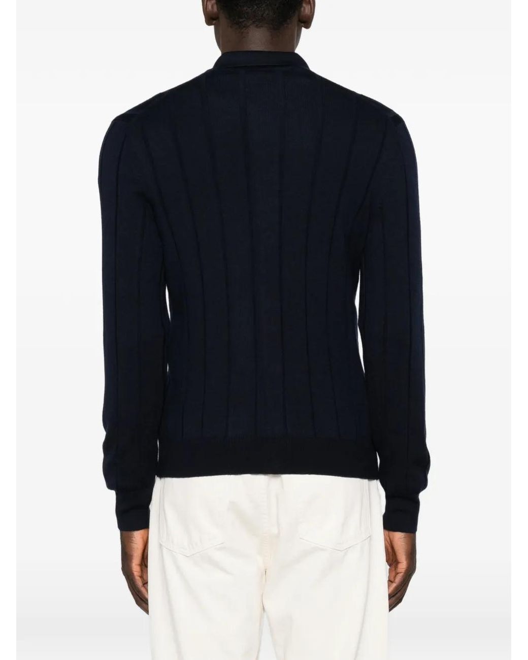 Gran Sasso Blue Ribbed-Knit Cardigan for men