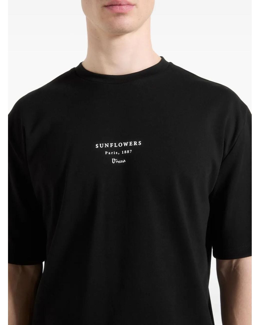 Manière De Voir Black Sunflowers Van Gogh Cotton T-Shirt for men