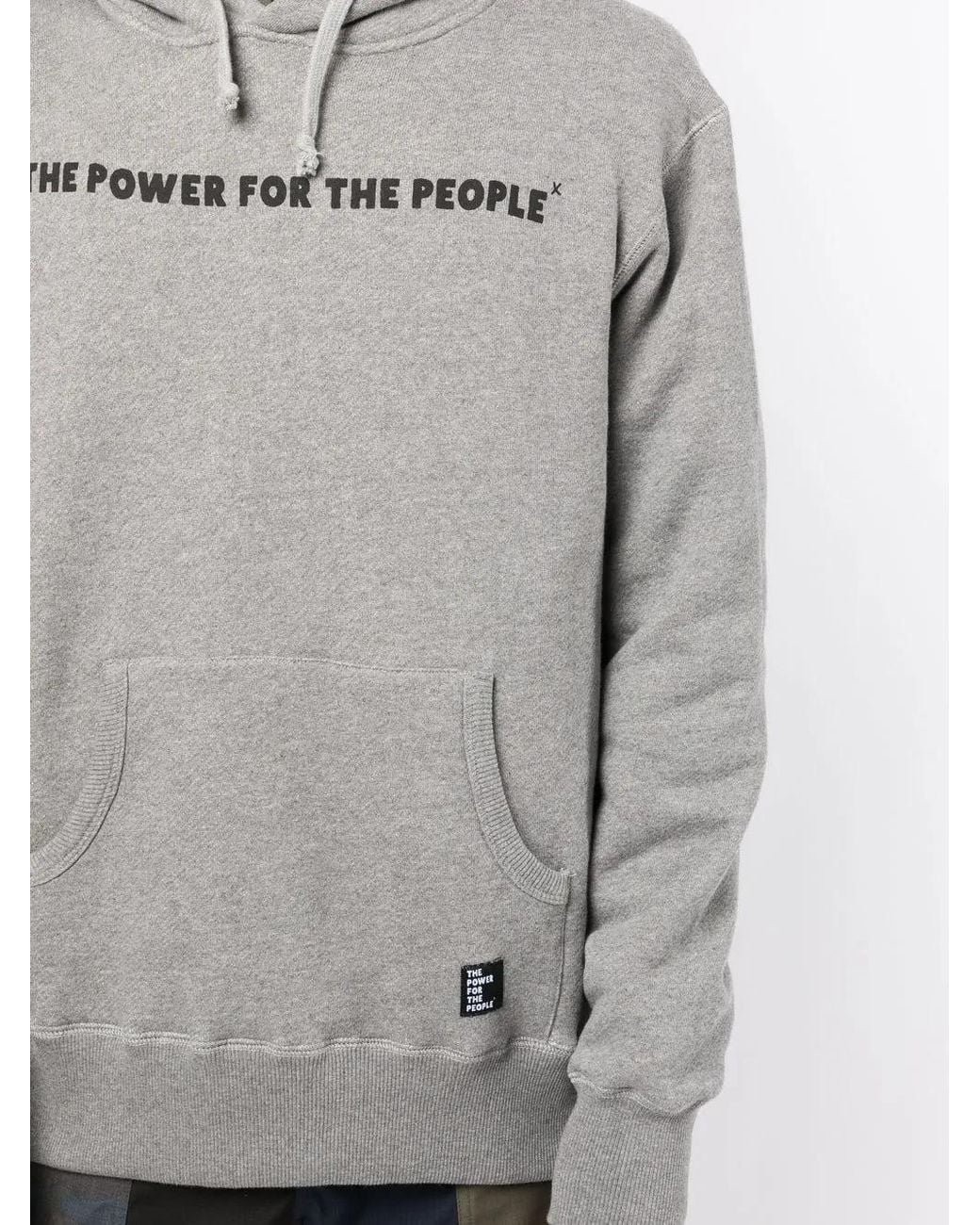 The Power for the People Gray Logo-Print Detail Hoodie for men