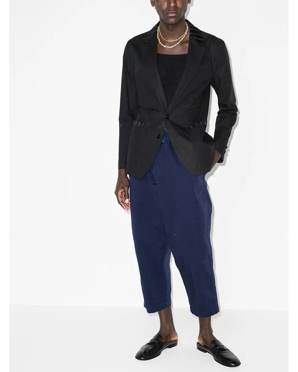 Dolce & Gabbana Black Stripe-Trim Single-Breasted Blazer for men