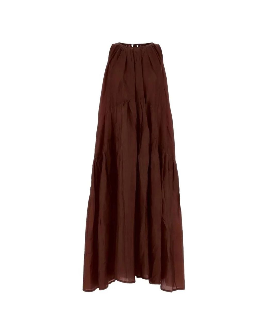 THE ROSE IBIZA Brown Soleil Tiered Silk Dress