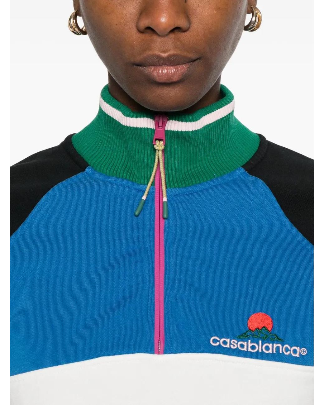Casablanca Green 1/4 Zip Colourblock Sweatshirt