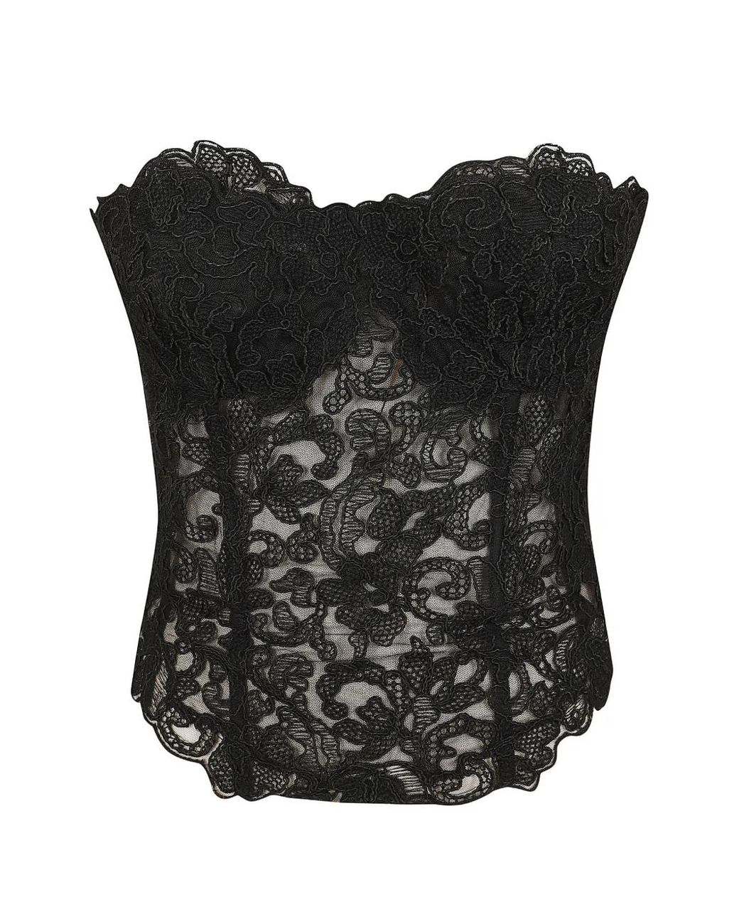 Ermanno Scervino Black Haut-Corset En Dentelle Fleurie
