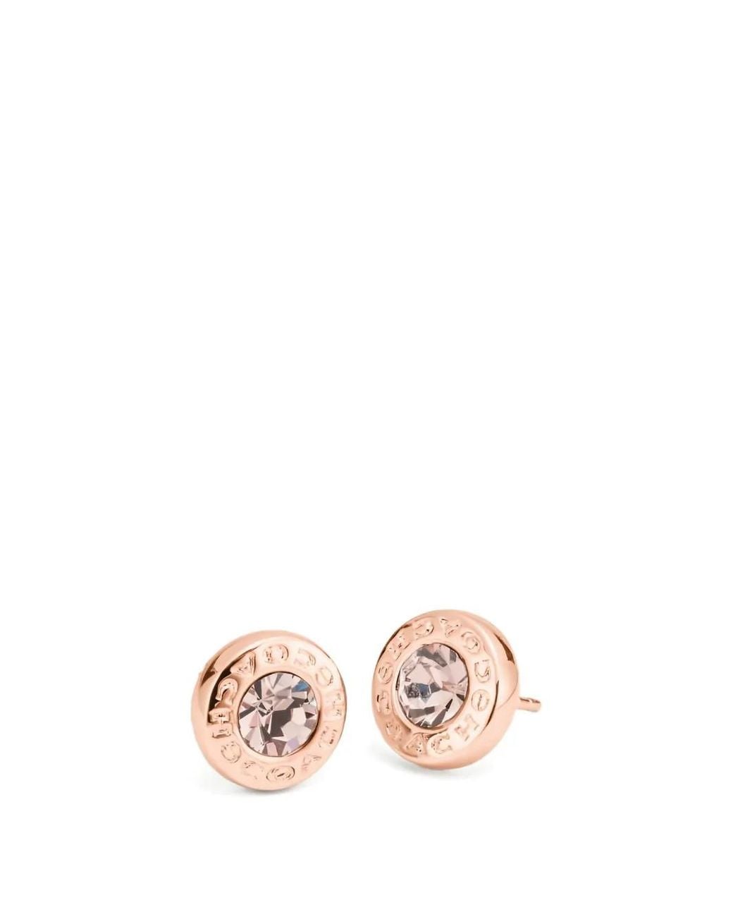 COACH Pink Open Circle Stone Stud Earings