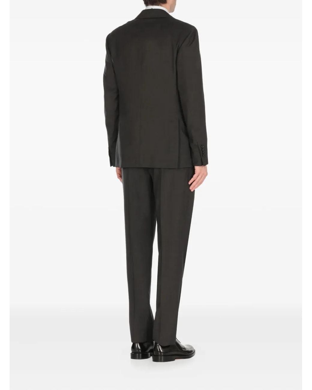 Lardini Black Single-Breasted Wool Suit for men