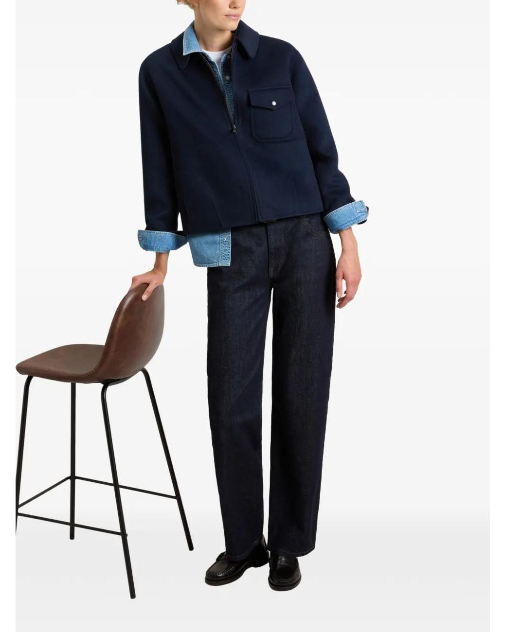Woolrich Blue Double-Face Bomber Jacket
