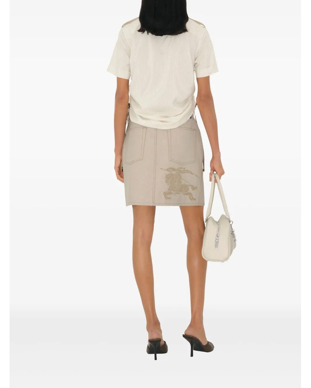 Burberry Natural Equestrian Knight Denim Skirt