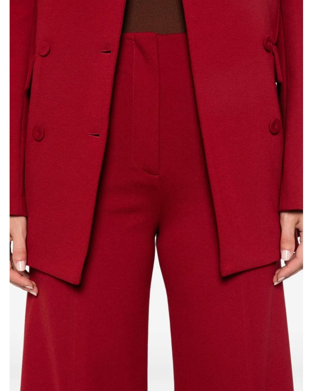 Liviana Conti Red Zip-Fastening Trousers
