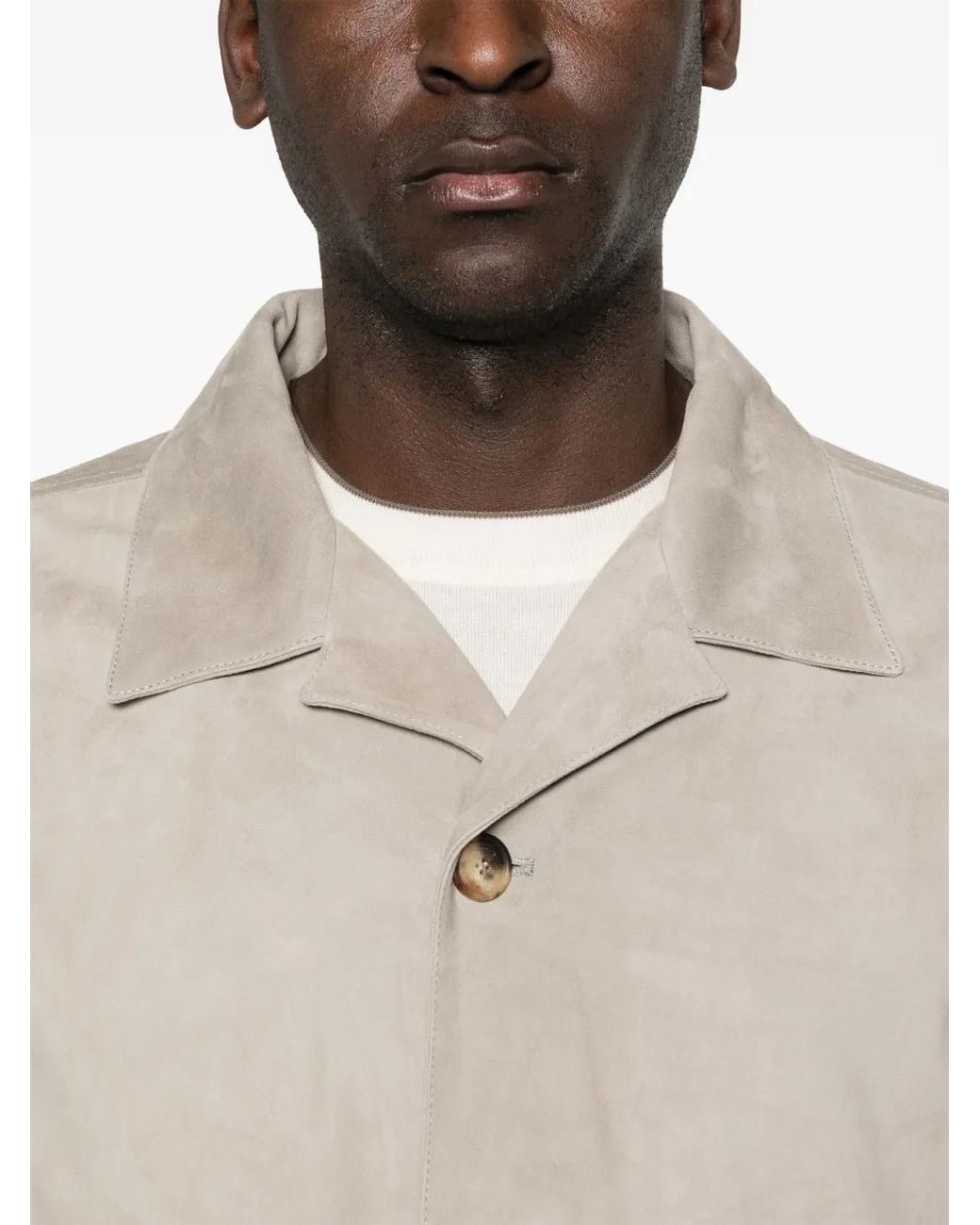 Brunello Cucinelli White Veste En Cuir À Poches Multiples for men
