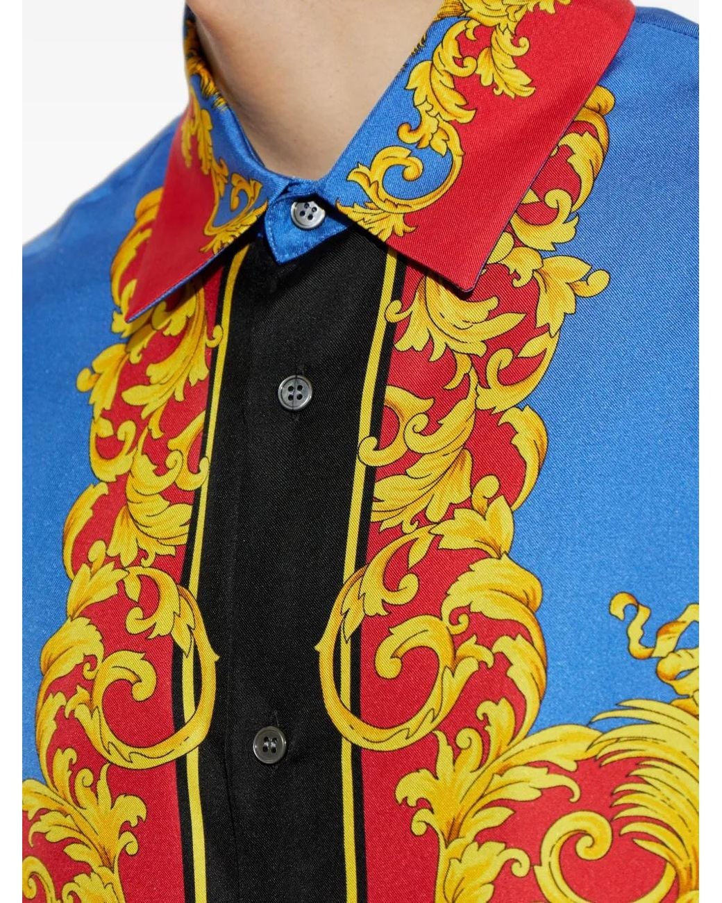 Camicia Con Stampa Sole di Versace in Blue da Uomo