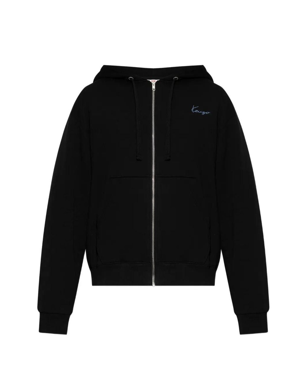 KENZO Black Logo Cotton Hoodie for men