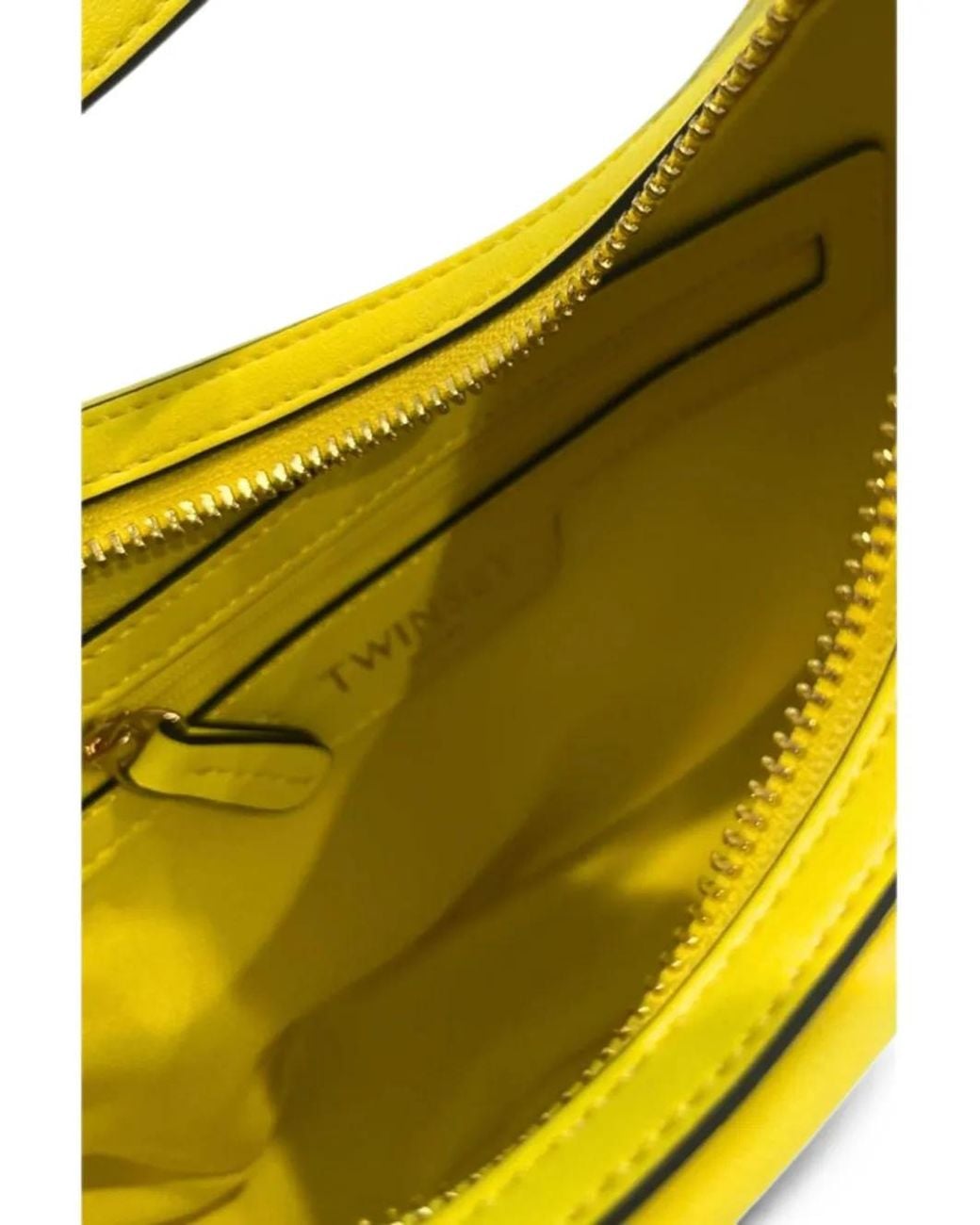Twinset Yellow Logo-Plaque Curved Shoulder Bag