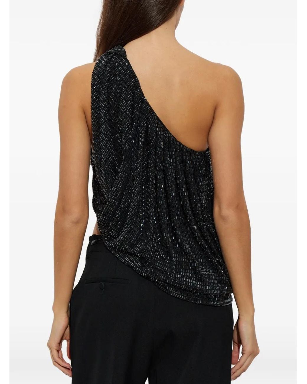 Self-Portrait Black Ruched Strapless Top