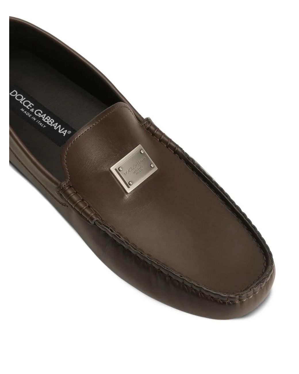 Dolce & Gabbana Gray Mocassins Dg Driver En Cuir De Veau for men