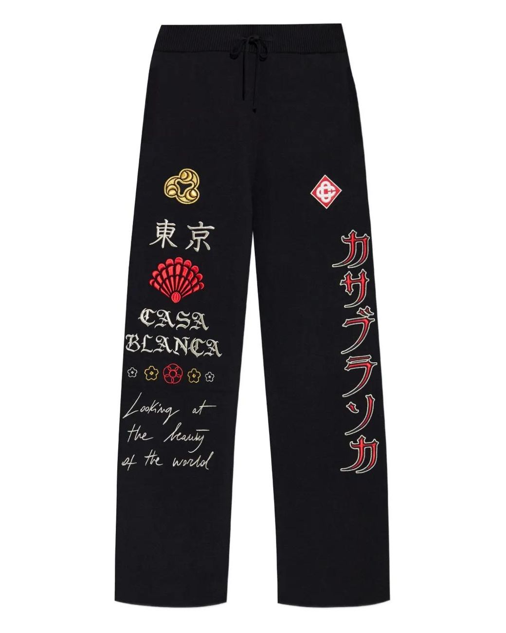 Casablanca Blue Embroidered Drawstring Trousers for men