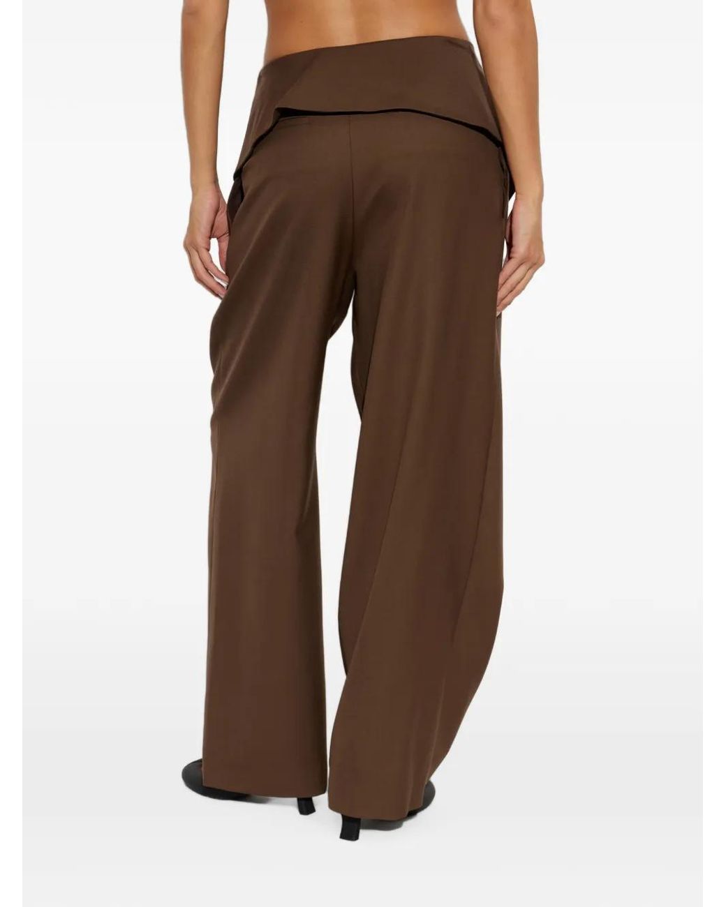 Loewe Brown Pleated Wool Trousers