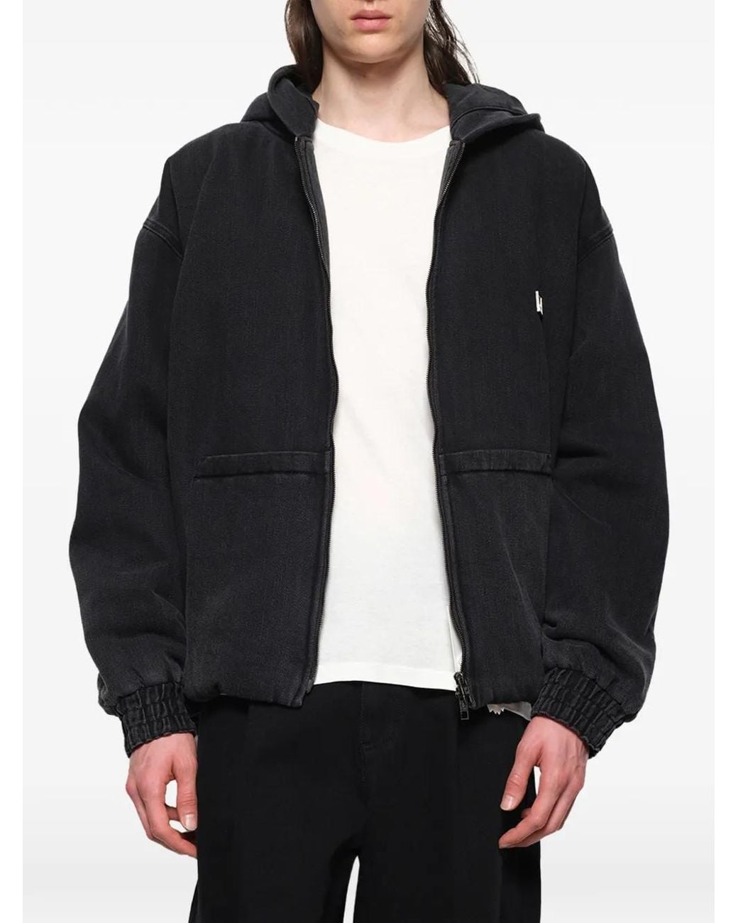 Wooyoungmi Black Dyed Denim Hoodie for men