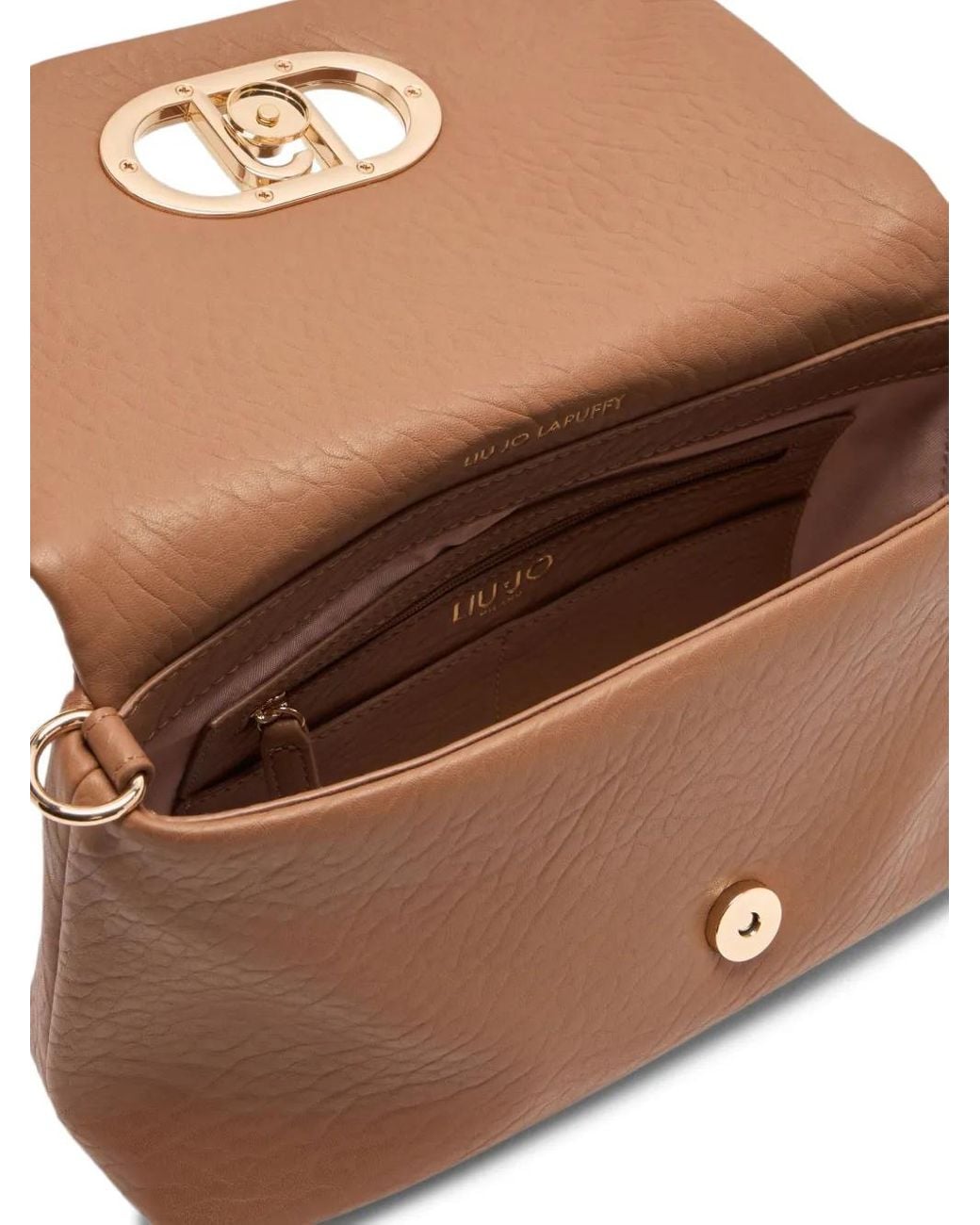 Liu Jo Brown Medium Lapuffy Logo-Plaque Chain-Strap Shoulder Bag