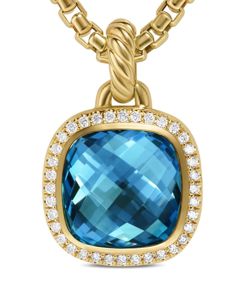 David Yurman Blue 18Kt Albion Topaz And Diamond Pendant