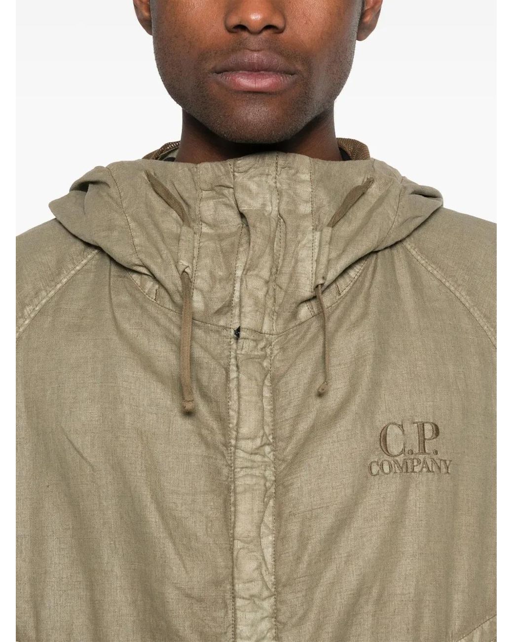 C P Company Natural Wax Googgle Linen Jacket for men