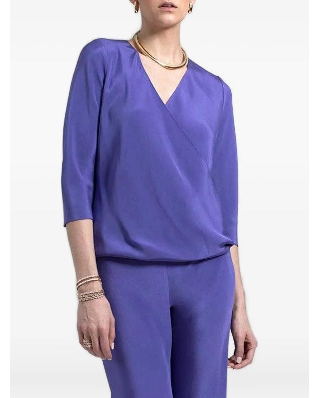 Peter Cohen Blue Games Wrap-Design Blouse