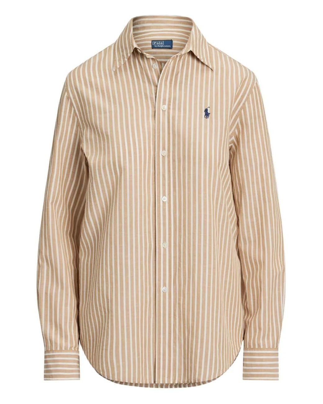 Polo Ralph Lauren Natural Classic Fit Striped Cotton-Linen Shirt