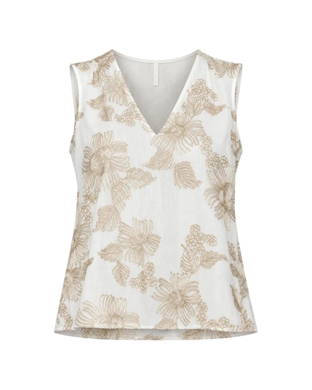 Kaos White Embroidered Floral-Print Top