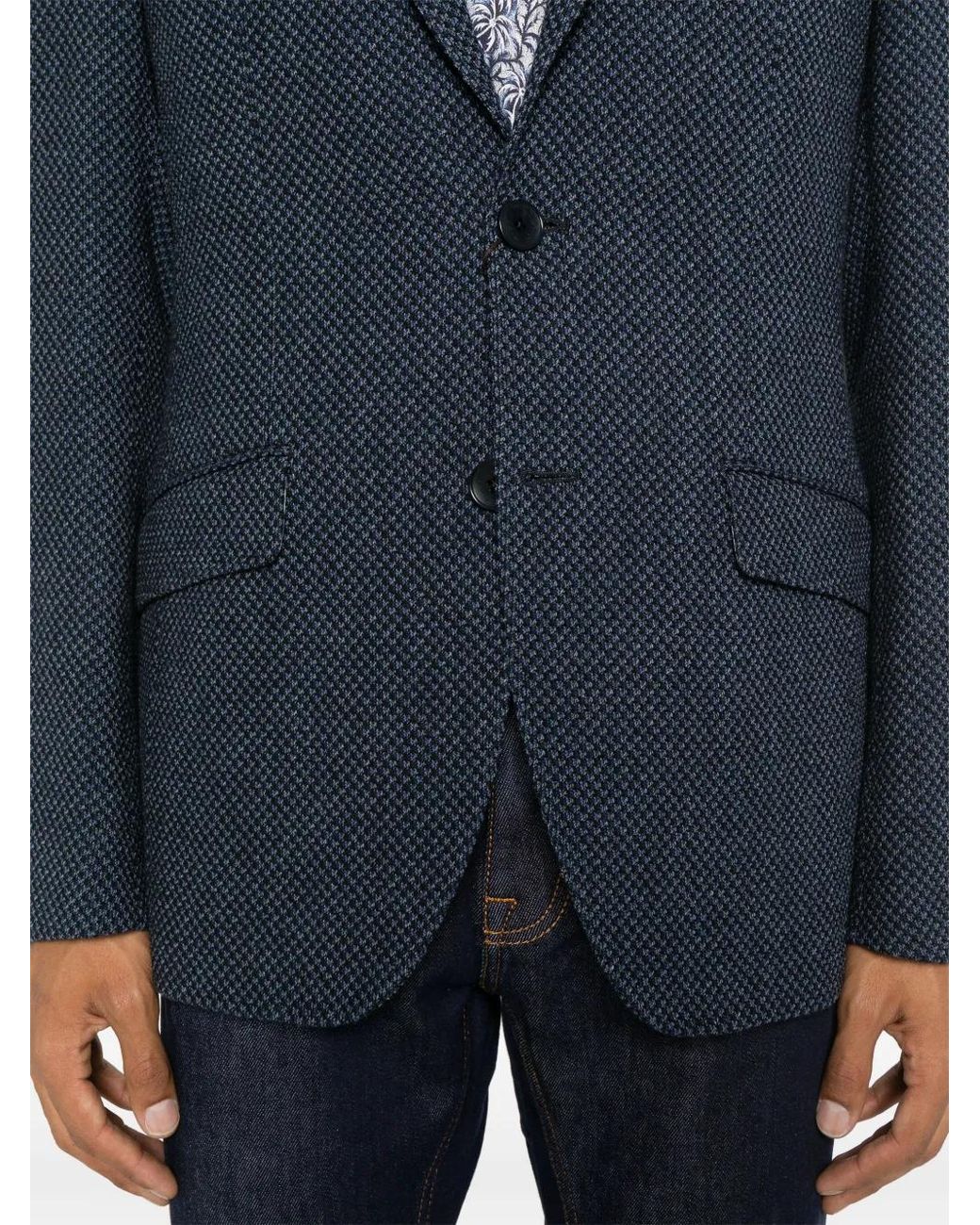 Etro Blue Single-Breasted Blazer for men