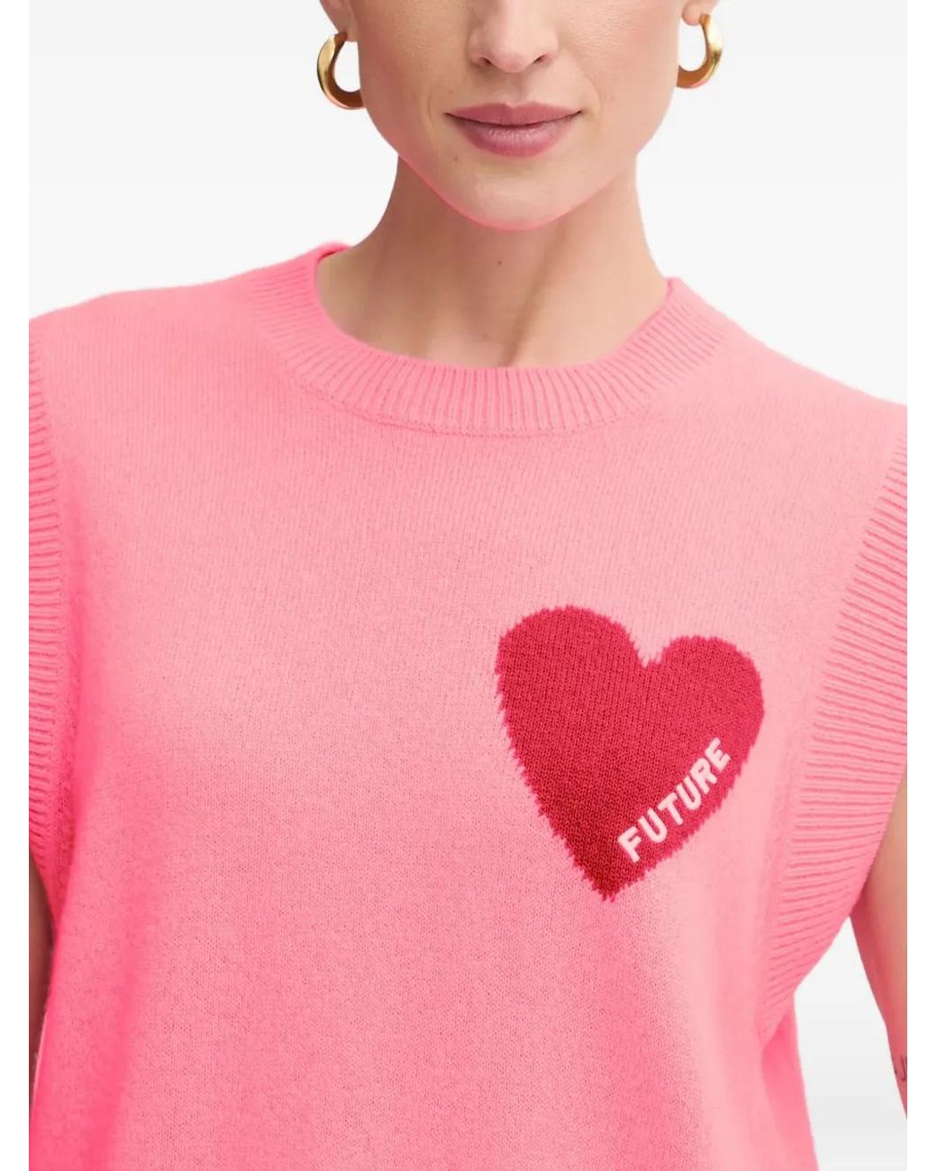 From Future Pink Heart-Motif Sleeveless Vest