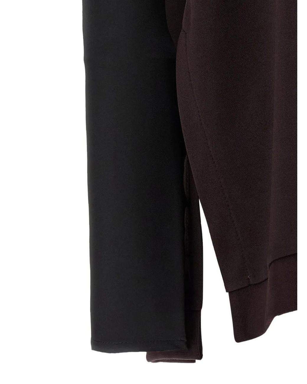 DI.LA3 PARI' Black Manicotti Double-Layer Silk-Sleeve Sweatshirt