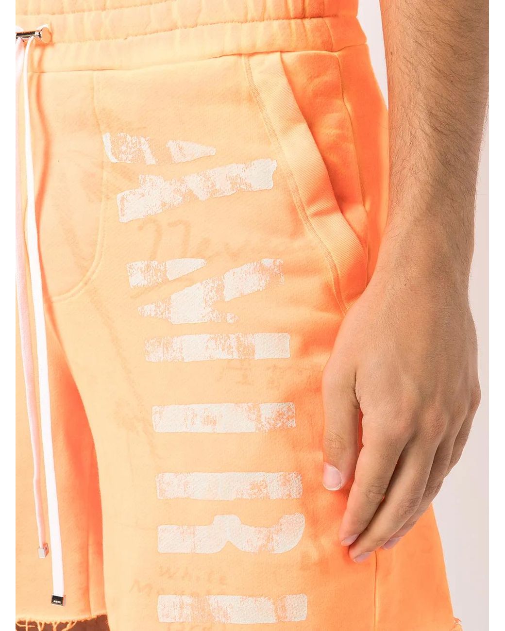 Amiri Orange Logo-Print Track Shorts for men