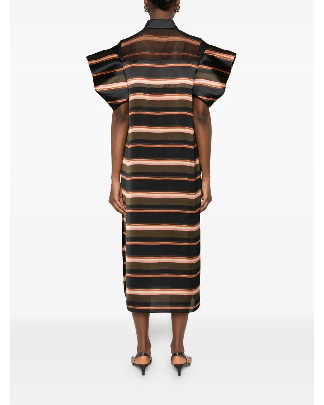 Sacai Black Striped Long Dress