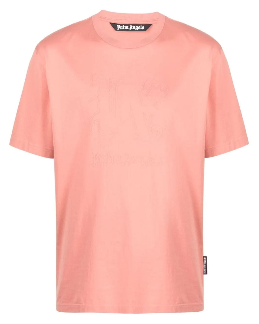 Palm Angels Pink Monogram-Embroidered Cotton T-Shirt for men