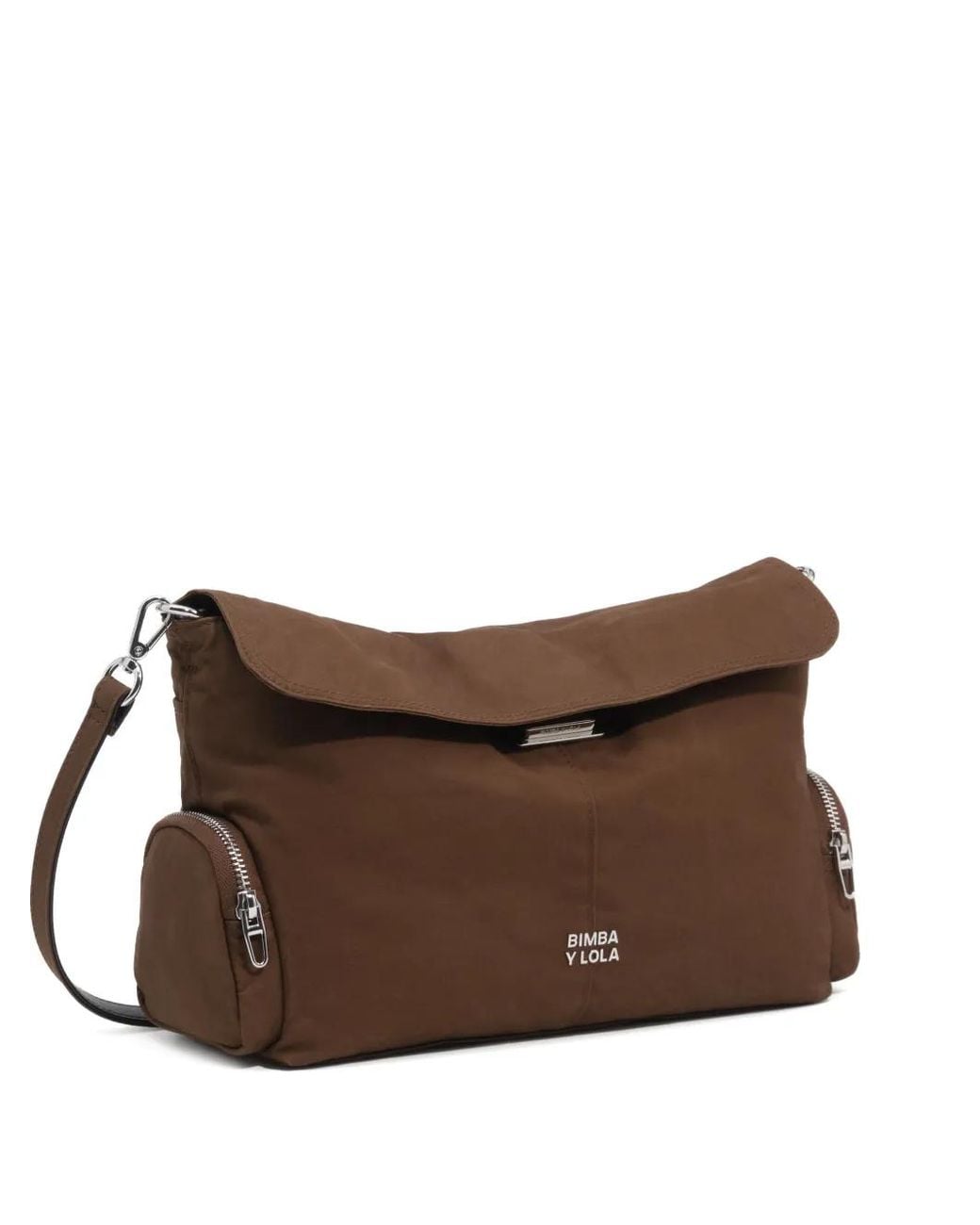 Bimba Y Lola Brown Large Dark-Khaki Flap Pocket Bag