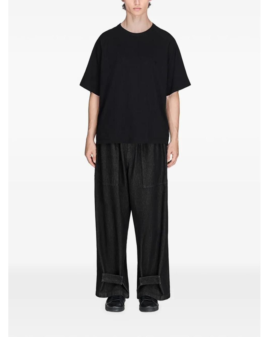 Y-3 Black Denim Wide Trousers for men