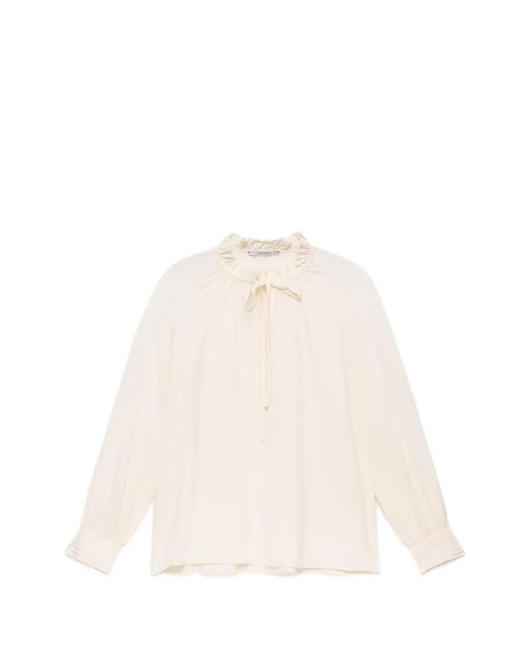 Maliparmi Natural Ruffled Tie-Neck Blouse